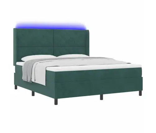 Led Kastvedru Voodi Madratsiga Tume Rohelise 180 X 200 Cm Samet