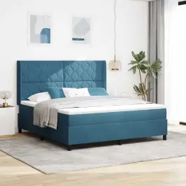 Kastītes Atsperu Gulta Ar Led Sloksnēm Zila 180 X 200 Cm Samts Vidaxl