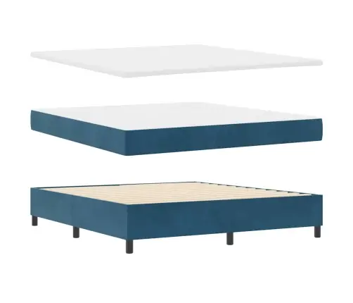 Led Box Spring Gulta Ar Matraci Zila 180 X 200 Cm Samts Vidaxl