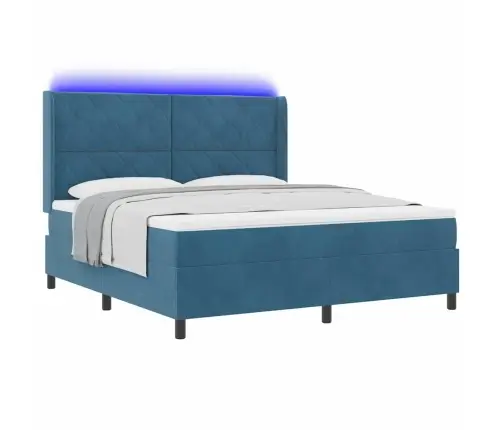 Led Box Spring Gulta Ar Matraci Zila 180 X 200 Cm Samts Vidaxl