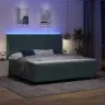 Led Kastvedru Voodi Madratsiga Tume Rohelise 200 X 200 Cm Samet