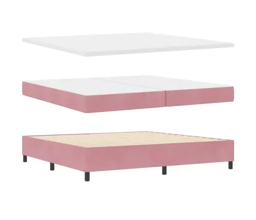 Led Box Spring Gulta Ar Matraci Rozā 200 X 200 Cm Samts Vidaxl