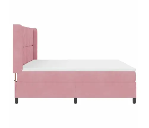 Led Box Spring Gulta Ar Matraci Rozā 200 X 200 Cm Samts Vidaxl