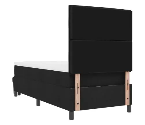 Kastītes Atsperu Gulta Ar Matraci Melna 80 X 200 Cm Audums Vidaxl