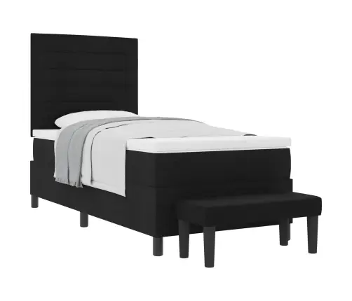 Kastītes Atsperu Gulta Ar Matraci Melna 80 X 200 Cm Audums Vidaxl