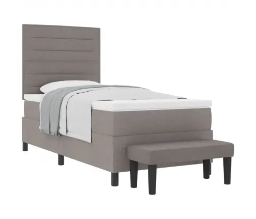 Kastītes Atsperu Gulta Ar Matraci Pelēkbrūna 80 X 200 Cm Audums Vidaxl