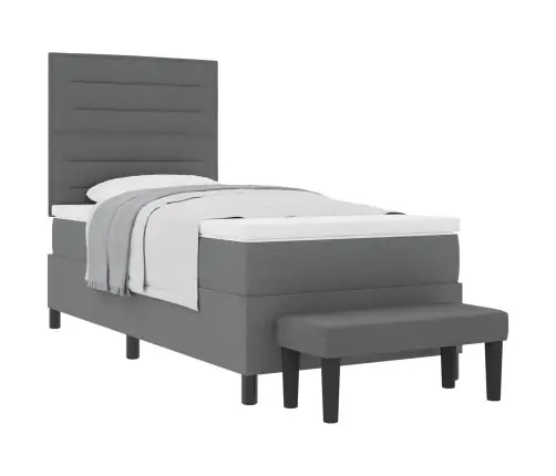 Kastītes Atsperu Gulta Tumši Pelēks 90 X 190 Cm Audums Vidaxl