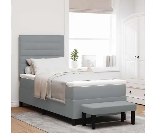 Kastītes Atsperu Gulta Gaiši Pelēks 90 X 200 Cm Audums Vidaxl