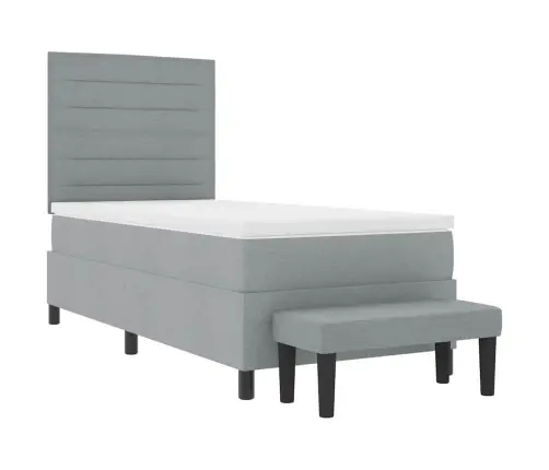 Kastītes Atsperu Gulta Gaiši Pelēks 90 X 200 Cm Audums Vidaxl