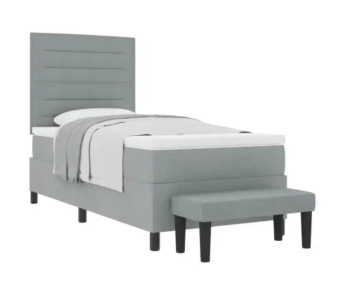 Kastītes Atsperu Gulta Gaiši Pelēks 90 X 200 Cm Audums Vidaxl