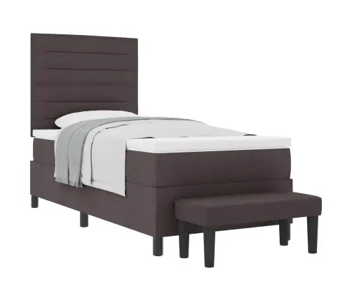 Kastītes Atsperu Gulta Tumši Brūna 90 X 200 Cm Audums Vidaxl