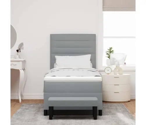 Kastītes Atsperu Gulta Gaiši Pelēks 100 X 200 Cm Audums Vidaxl