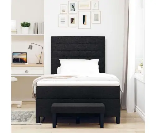 Kastveida Gulta Ar Matraci Un Soli Melns 120X200 Cm Audums Vidaxl