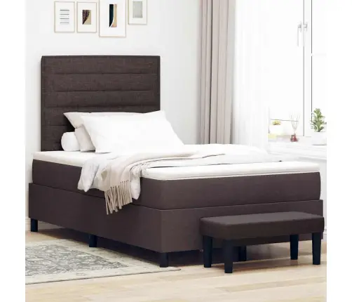 Kastītes Atsperu Gulta Tumši Brūna 120 X 200 Cm Audums Vidaxl