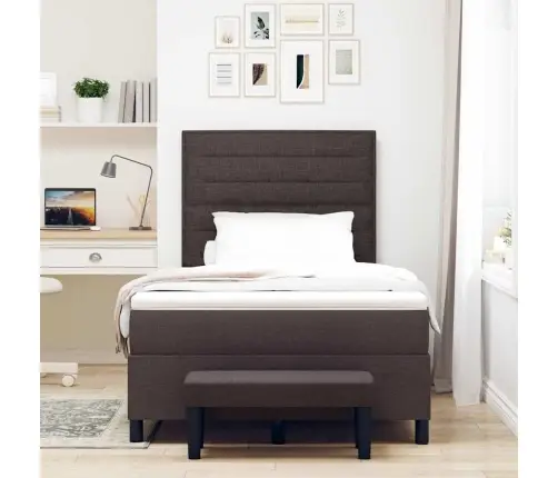 Kastītes Atsperu Gulta Tumši Brūna 120 X 200 Cm Audums Vidaxl