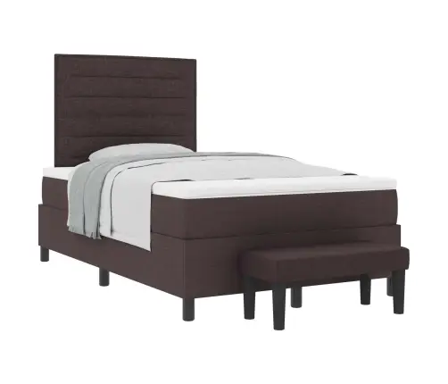 Kastītes Atsperu Gulta Tumši Brūna 120 X 200 Cm Audums Vidaxl