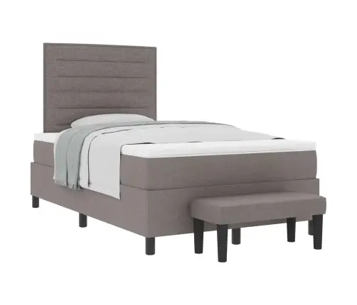 Kastītes Atsperu Gulta Pelēkbrūna 120 X 200 Cm Audums Vidaxl