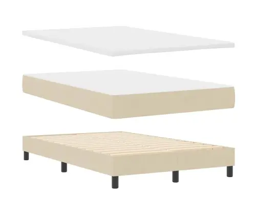 Kastītes Atsperu Gulta Ar Matraci Krēmkrāsa 120 X 200 Cm Audums Vidaxl