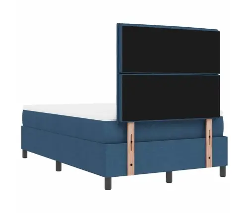 Kastītes Atsperu Gulta Ar Matraci Zila 120 X 200 Cm Audums Vidaxl