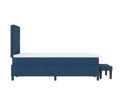 Kastītes Atsperu Gulta Ar Matraci Zila 120 X 200 Cm Audums Vidaxl