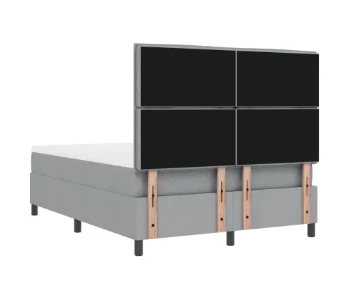 Kastītes Atsperu Gulta Gaiši Pelēks 140 X 190 Cm Audums Vidaxl