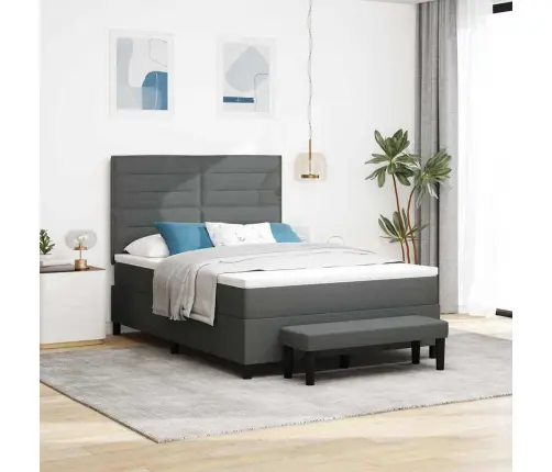 Kastītes Atsperu Gulta Tumši Pelēks 140 X 190 Cm Audums Vidaxl