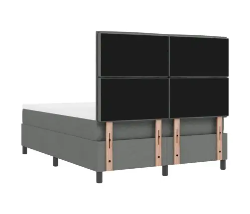 Kastītes Atsperu Gulta Tumši Pelēks 140 X 190 Cm Audums Vidaxl