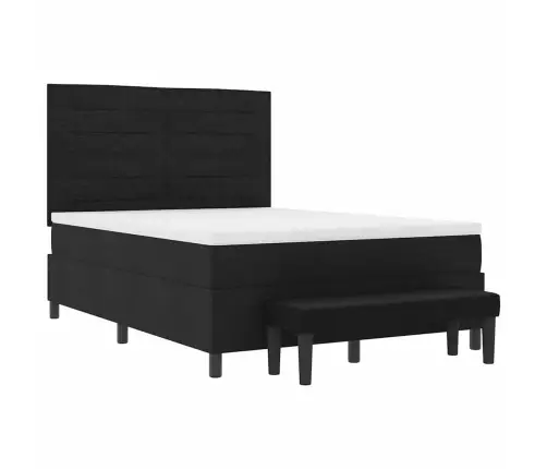 Kastītes Atsperu Gulta Ar Matraci Melna 140 X 190 Cm Audums Vidaxl