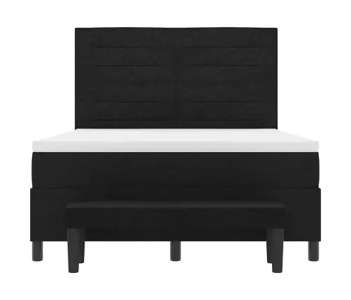 Kastītes Atsperu Gulta Ar Matraci Melna 140 X 190 Cm Audums Vidaxl