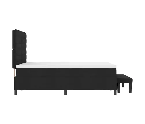 Kastītes Atsperu Gulta Ar Matraci Melna 140 X 190 Cm Audums Vidaxl