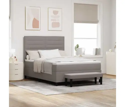 Kastītes Atsperu Gulta Pelēkbrūna 140 X 190 Cm Audums Vidaxl