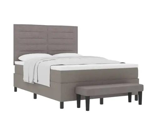 Kastītes Atsperu Gulta Pelēkbrūna 140 X 190 Cm Audums Vidaxl