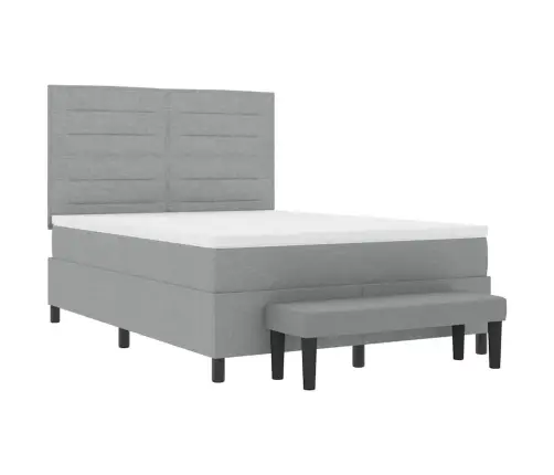 Kastītes Atsperu Gulta Gaiši Pelēks 140 X 200 Cm Audums Vidaxl