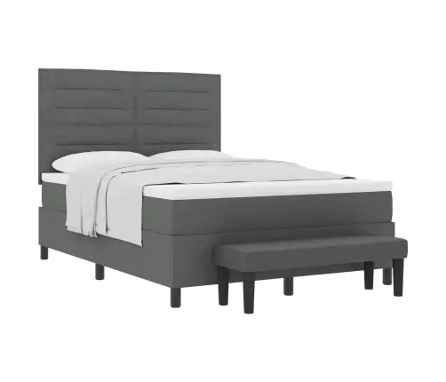 Kastītes Atsperu Gulta Tumši Pelēks 140 X 200 Cm Audums Vidaxl