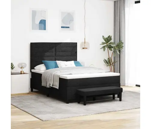 Kastītes Atsperu Gulta Ar Matraci Melna 140 X 200 Cm Audums Vidaxl