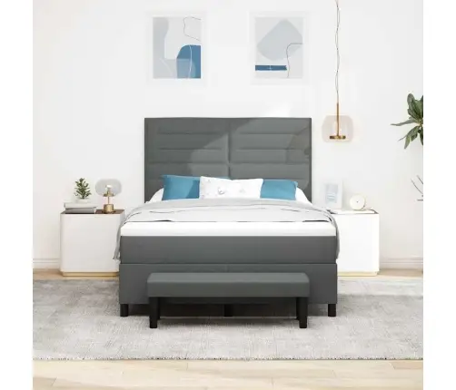 Kastītes Atsperu Gulta Tumši Pelēks 160 X 200 Cm Audums Vidaxl