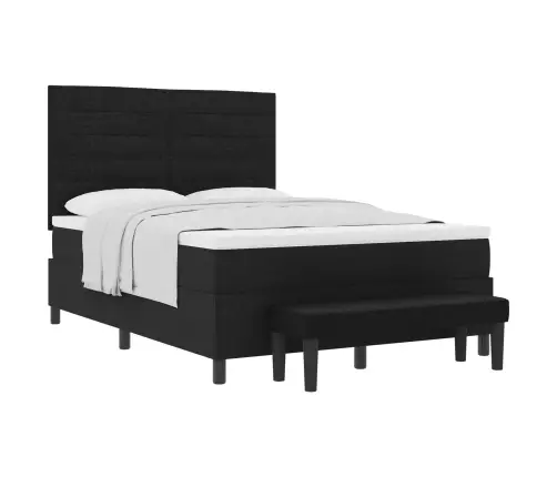 Kastītes Atsperu Gulta Ar Matraci Melna 160 X 200 Cm Audums Vidaxl