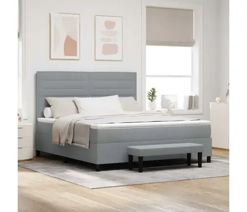 Kastītes Atsperu Gulta Gaiši Pelēks 180 X 200 Cm Audums Vidaxl