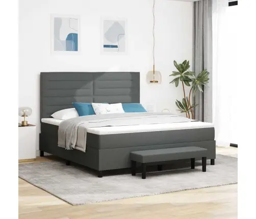 Kastītes Atsperu Gulta Tumši Pelēks 180 X 200 Cm Audums Vidaxl