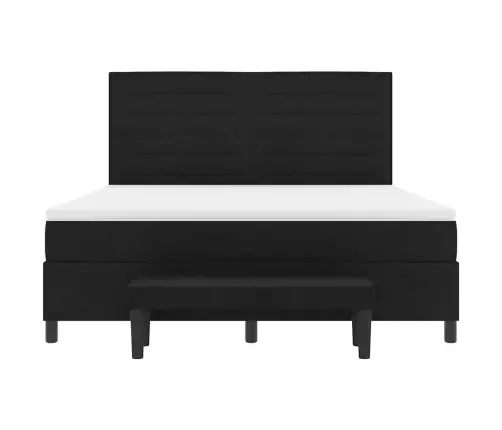 Kastītes Atsperu Gulta Ar Matraci Melna 180 X 200 Cm Audums Vidaxl