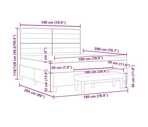 Kastītes Atsperu Gulta Ar Matraci Melna 180 X 200 Cm Audums Vidaxl