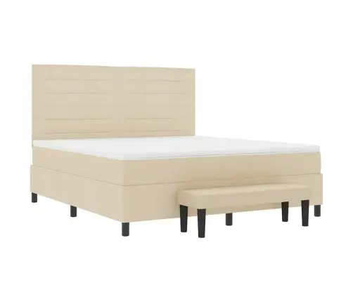 Kastītes Atsperu Gulta Ar Matraci Krēmkrāsa 180 X 200 Cm Audums Vidaxl