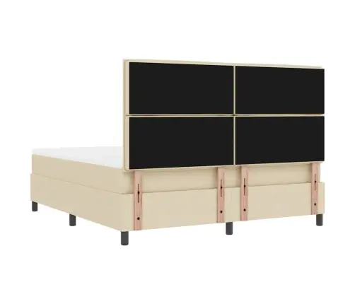 Kastītes Atsperu Gulta Ar Matraci Krēmkrāsa 180 X 200 Cm Audums Vidaxl