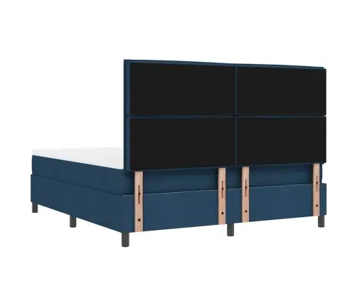 Kastītes Atsperu Gulta Ar Matraci Zila 180 X 200 Cm Audums Vidaxl