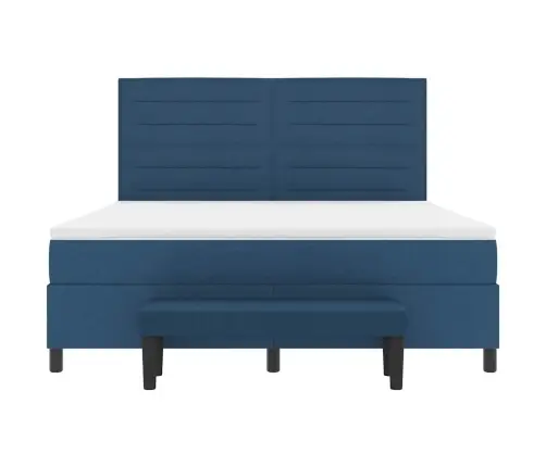 Kastītes Atsperu Gulta Ar Matraci Zila 180 X 200 Cm Audums Vidaxl