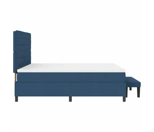 Kastītes Atsperu Gulta Ar Matraci Zila 180 X 200 Cm Audums Vidaxl