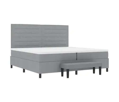 Kastītes Atsperu Gulta Gaiši Pelēks 200 X 200 Cm Audums Vidaxl