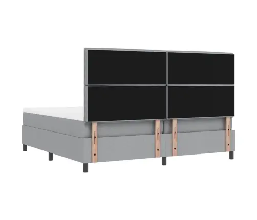 Kastītes Atsperu Gulta Gaiši Pelēks 200 X 200 Cm Audums Vidaxl