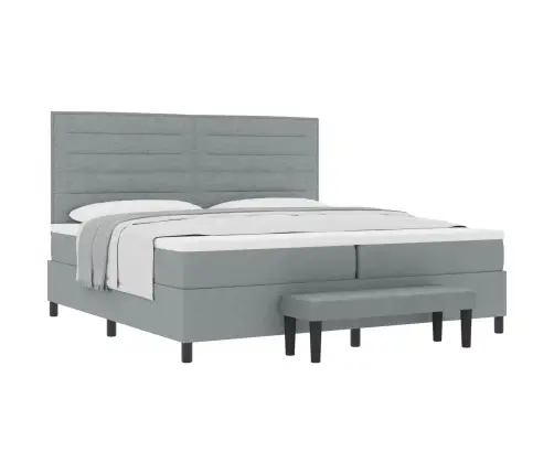 Kastītes Atsperu Gulta Gaiši Pelēks 200 X 200 Cm Audums Vidaxl