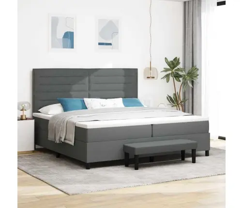 Kastītes Atsperu Gulta Tumši Pelēks 200 X 200 Cm Audums Vidaxl